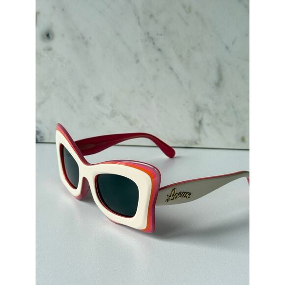 NEW Loewe LW40140U Curvy Cat Eye Sunglasses Beige Red Pink main image 6